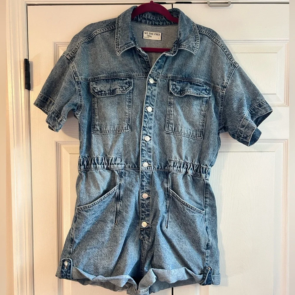 We The Free Light Blue Denim Romper - Picture 4 of 4